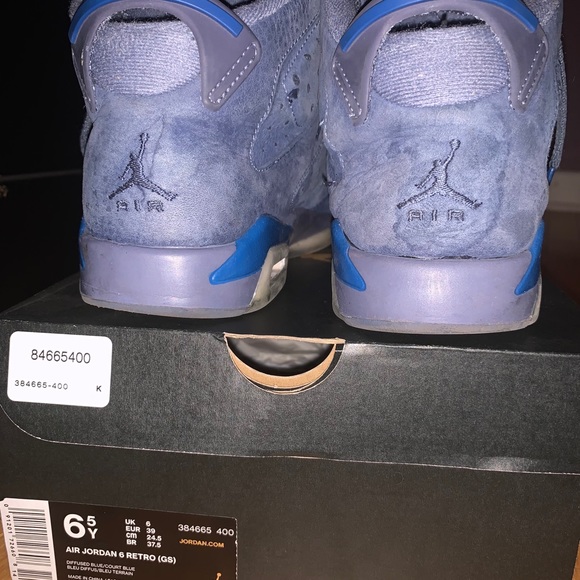 Very worn Jordan 6 Retro Blue Size 6.5 youth - Picture 5 of 5
